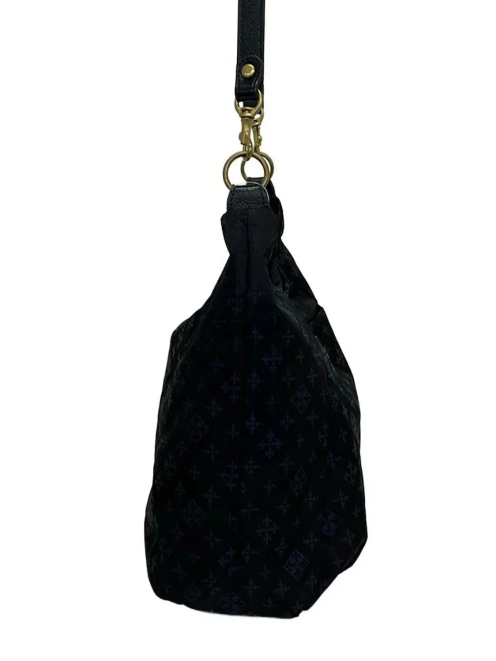 russet Dark Navy Blue Nylon Leather Shoulder Bag